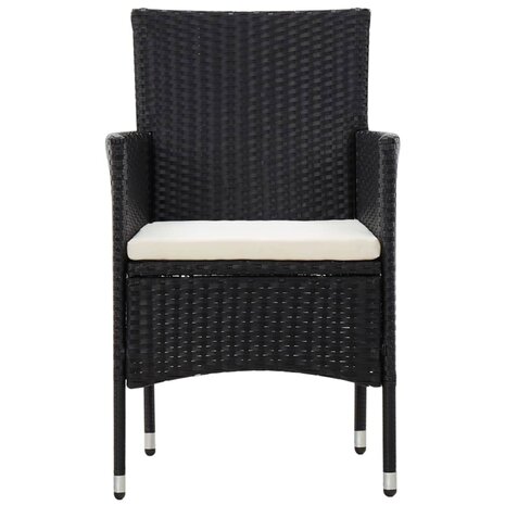 5-delige Loungeset met kussens poly rattan zwart