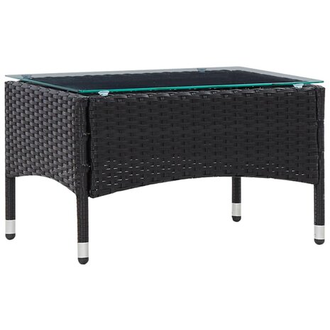 5-delige Loungeset met kussens poly rattan zwart