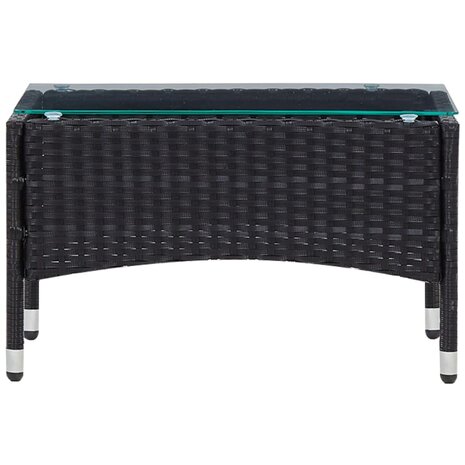 5-delige Loungeset met kussens poly rattan zwart