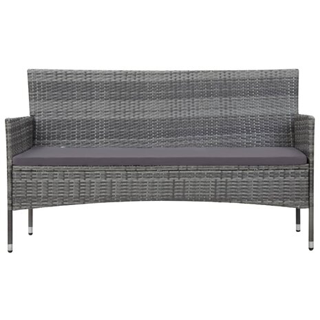 5-delige Loungeset met kussens poly rattan grijs