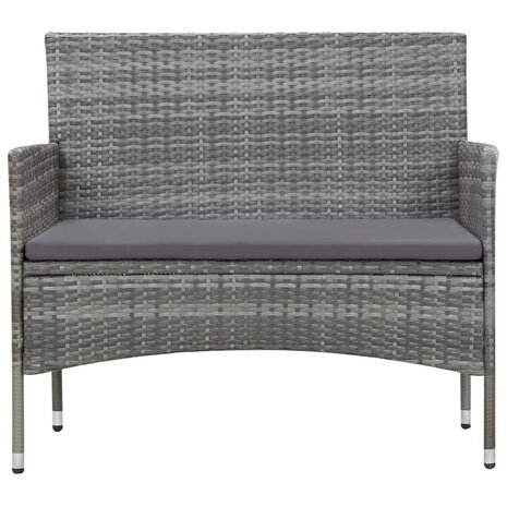 5-delige Loungeset met kussens poly rattan grijs