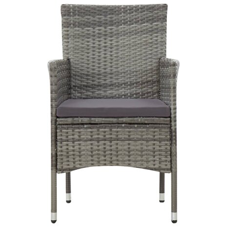5-delige Loungeset met kussens poly rattan grijs