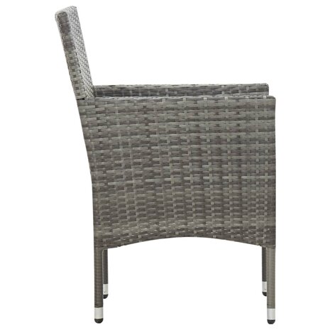 5-delige Loungeset met kussens poly rattan grijs
