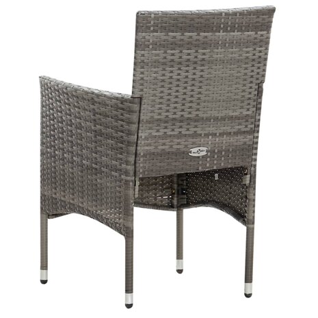 5-delige Loungeset met kussens poly rattan grijs