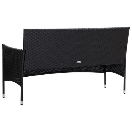 5-delige Loungeset met kussens poly rattan zwart