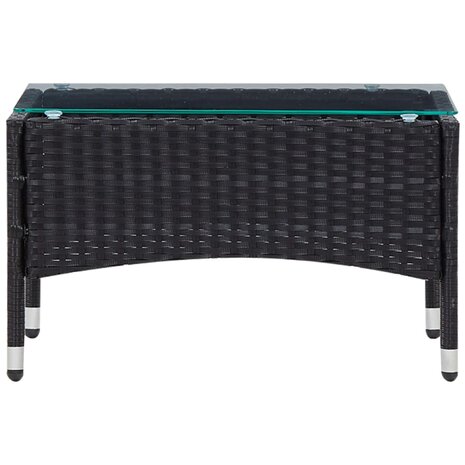 5-delige Loungeset met kussens poly rattan zwart