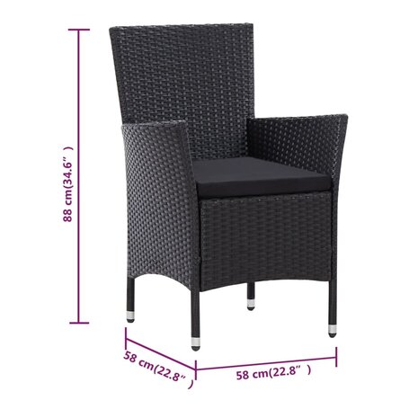 9-delige Tuinset poly rattan zwart