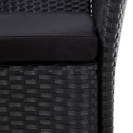 7-delige Tuinset poly rattan zwart