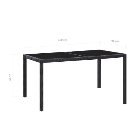 7-delige Tuinset poly rattan zwart