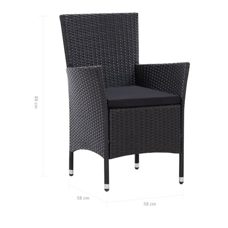 7-delige Tuinset poly rattan zwart