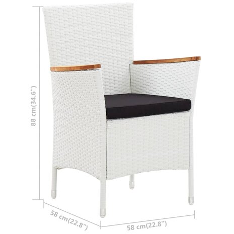 9-delige Tuinset poly rattan wit