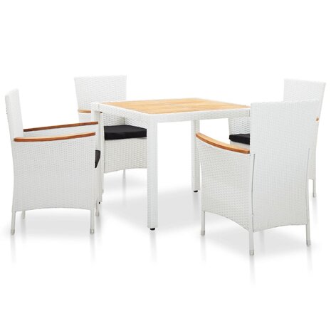 5-delige Tuinset poly rattan wit