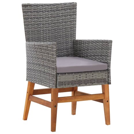 7-delige Tuinset poly rattan en acaciahout grijs