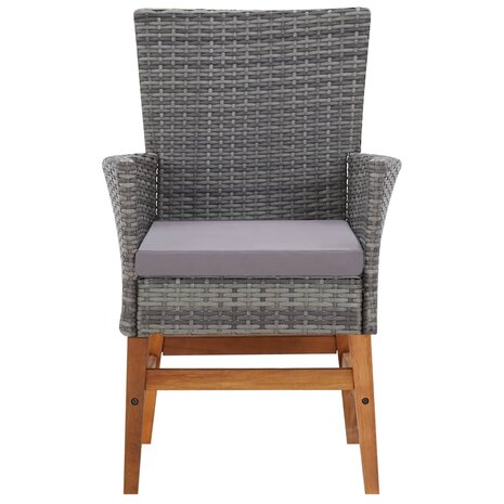 7-delige Tuinset poly rattan en acaciahout grijs
