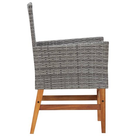 7-delige Tuinset poly rattan en acaciahout grijs