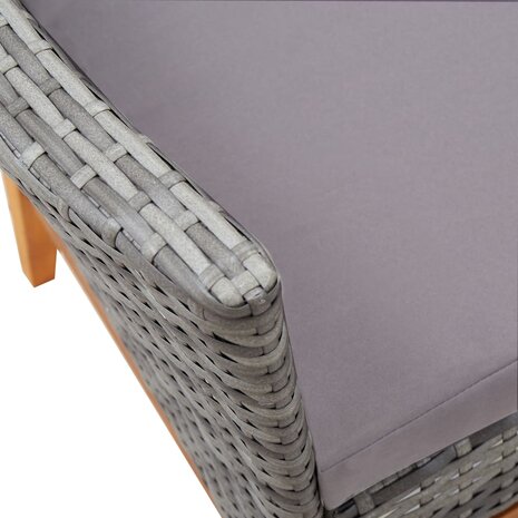 7-delige Tuinset poly rattan en acaciahout grijs