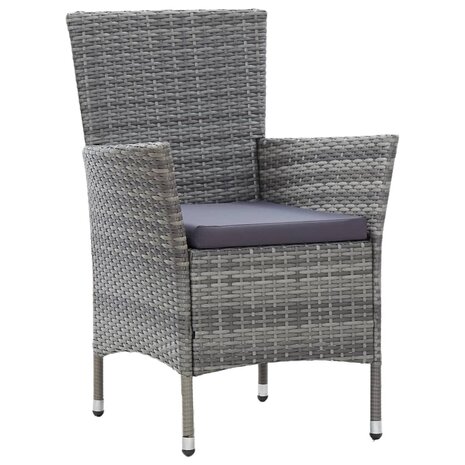9-delige Tuinset met kussens poly rattan grijs