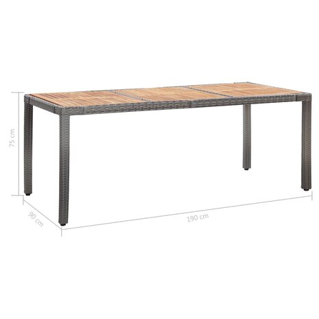 9-delige Tuinset met kussens poly rattan grijs