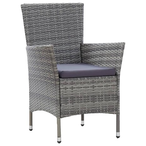 7-delige Tuinset met kussens poly rattan grijs