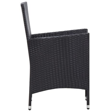 9-delige Tuinset met kussens poly rattan zwart