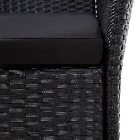 9-delige Tuinset met kussens poly rattan zwart