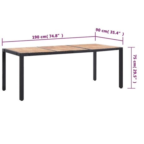 9-delige Tuinset met kussens poly rattan zwart
