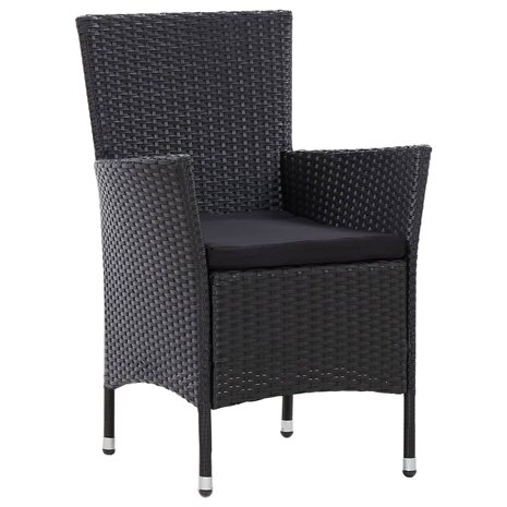 7-delige Tuinset met kussens poly rattan zwart