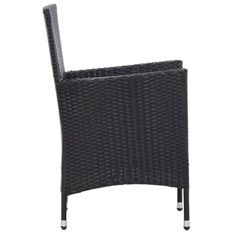 7-delige Tuinset met kussens poly rattan zwart