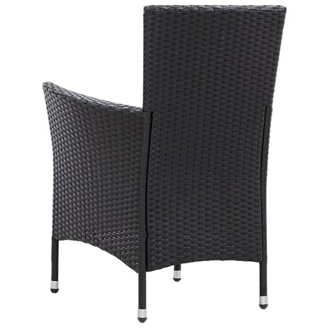 7-delige Tuinset met kussens poly rattan zwart