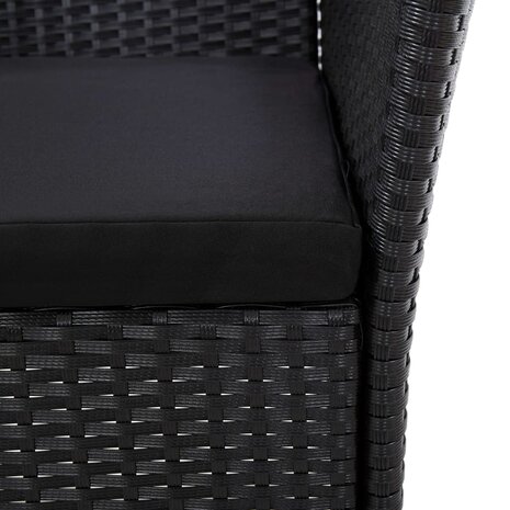 7-delige Tuinset met kussens poly rattan zwart