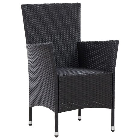 5-delige Tuinset met kussens poly rattan zwart