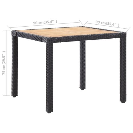 5-delige Tuinset met kussens poly rattan zwart