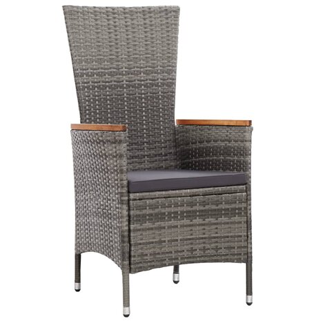9-delige Tuinset met kussens poly rattan grijs