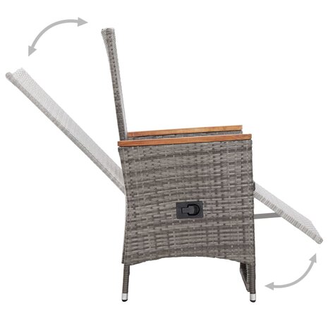 9-delige Tuinset met kussens poly rattan grijs