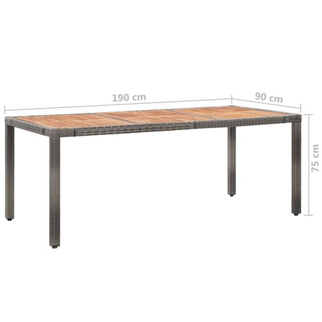 9-delige Tuinset met kussens poly rattan grijs