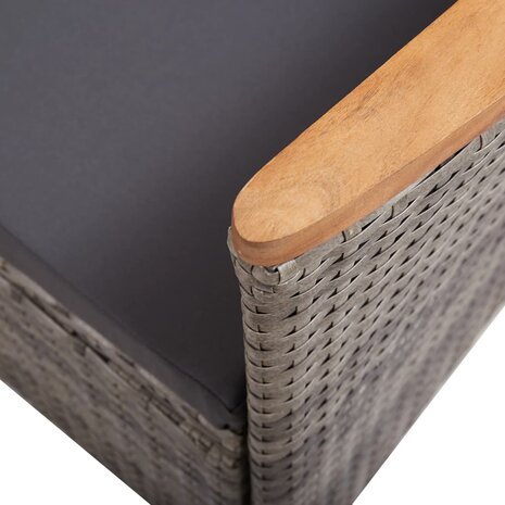 9-delige Tuinset met kussens poly rattan grijs