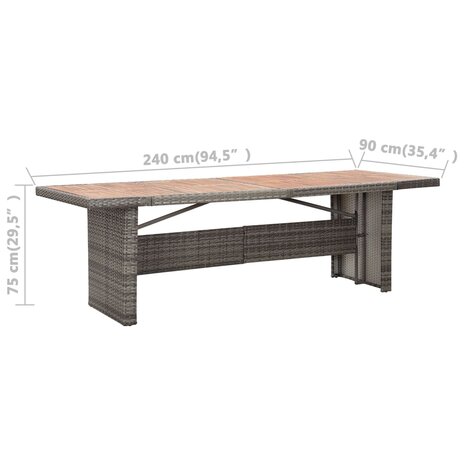 9-delige Tuinset met kussens poly rattan grijs