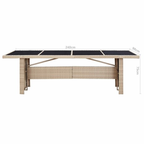 9-delige Tuinset met kussens poly rattan beige