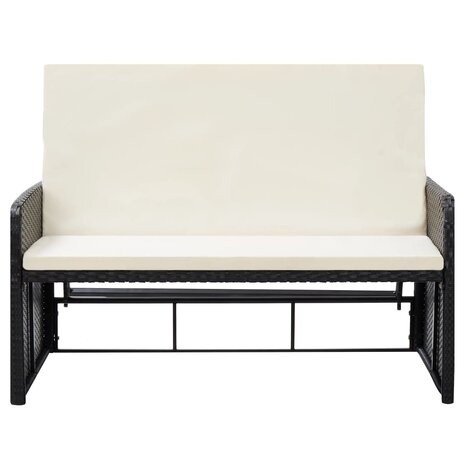 2-delige Loungeset met kussens poly rattan zwart