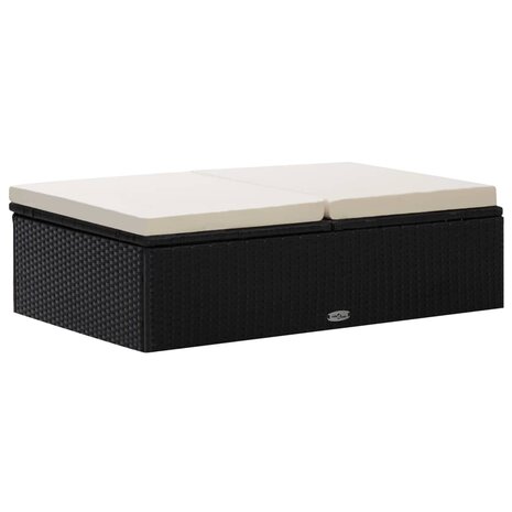 2-delige Loungeset met kussens poly rattan zwart