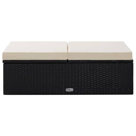 2-delige Loungeset met kussens poly rattan zwart