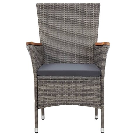 5-delige Tuinset met kussens poly rattan grijs