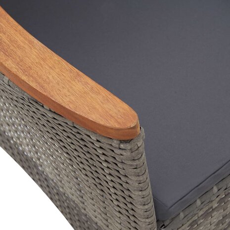 5-delige Tuinset met kussens poly rattan grijs