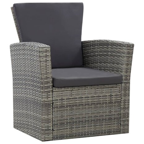4-delige Loungeset met kussens poly rattan grijs
