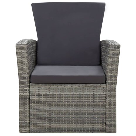4-delige Loungeset met kussens poly rattan grijs