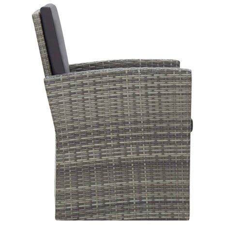 4-delige Loungeset met kussens poly rattan grijs