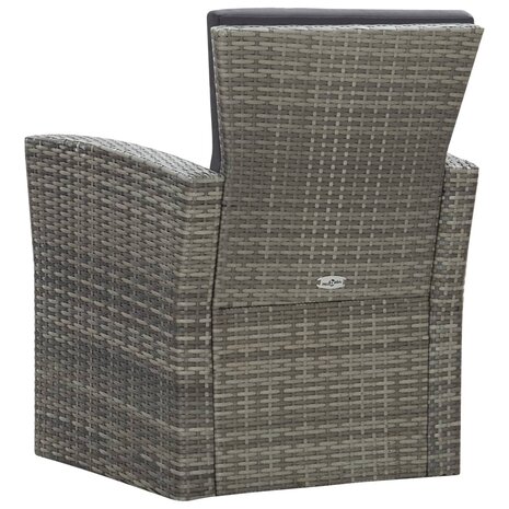 4-delige Loungeset met kussens poly rattan grijs