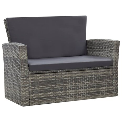 4-delige Loungeset met kussens poly rattan grijs