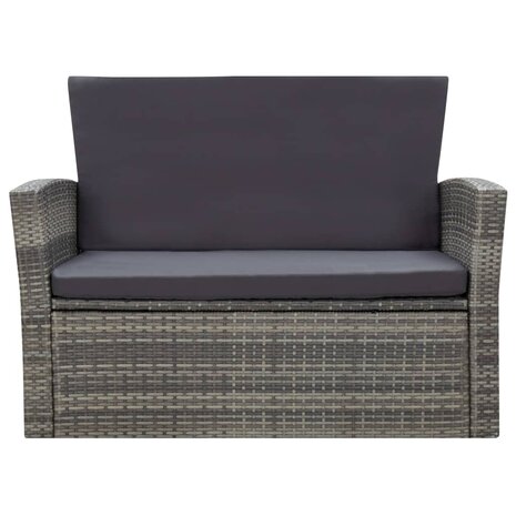 4-delige Loungeset met kussens poly rattan grijs
