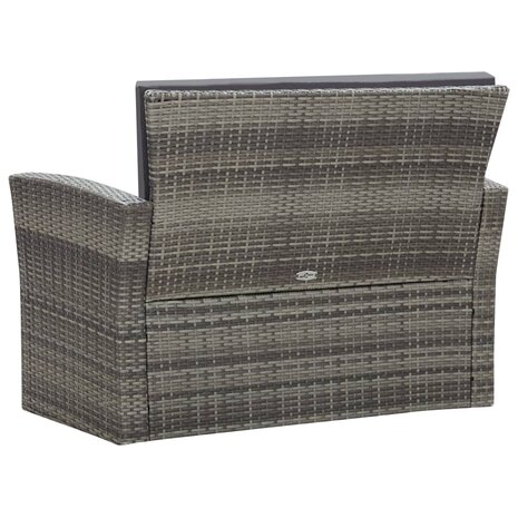 4-delige Loungeset met kussens poly rattan grijs
